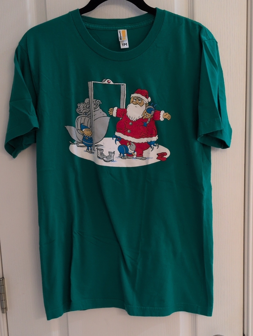 Short Woot - Adult Green Santa TSA Graphic Tee (Size M)